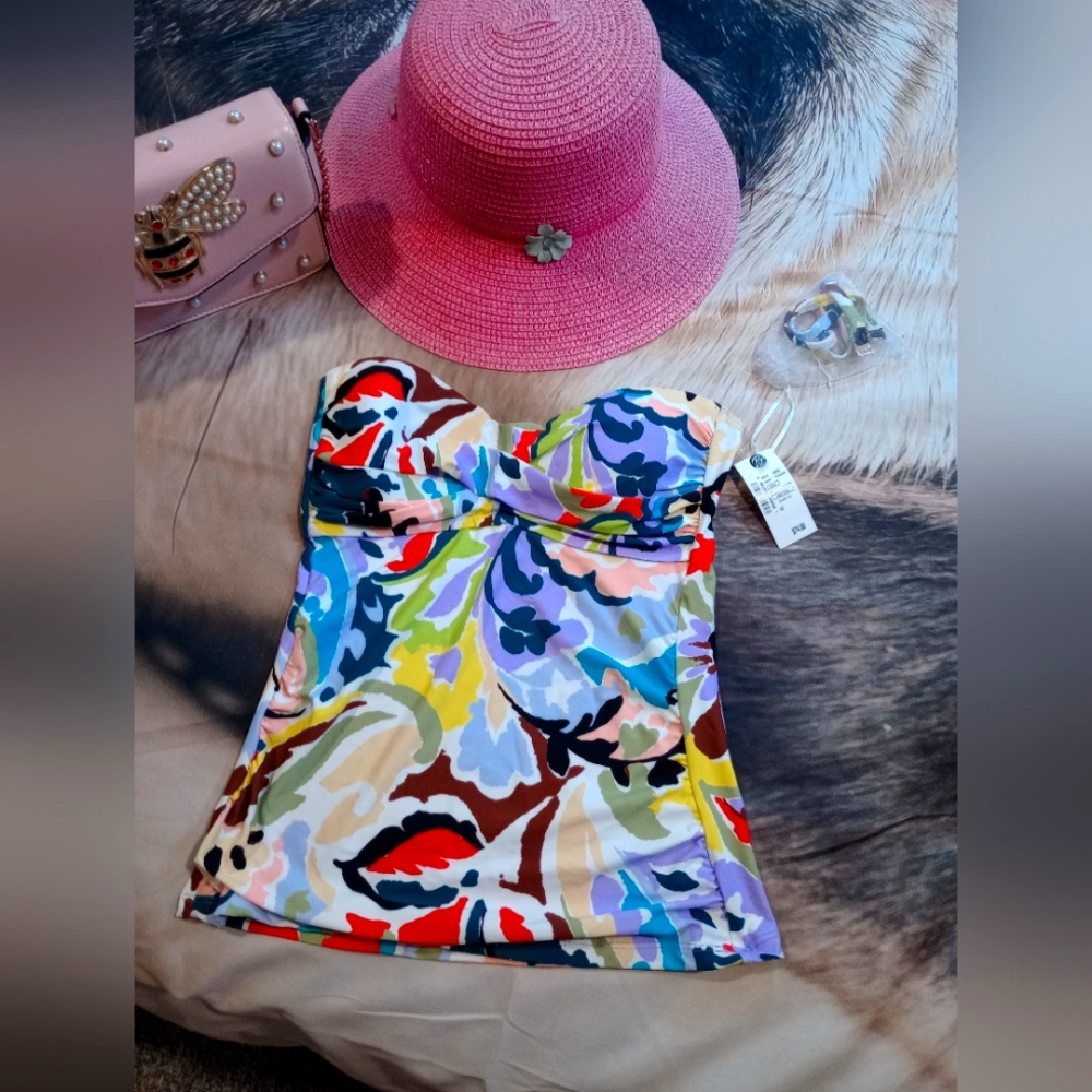 NWT Anne Cole vibrant multi-color swimsuit top